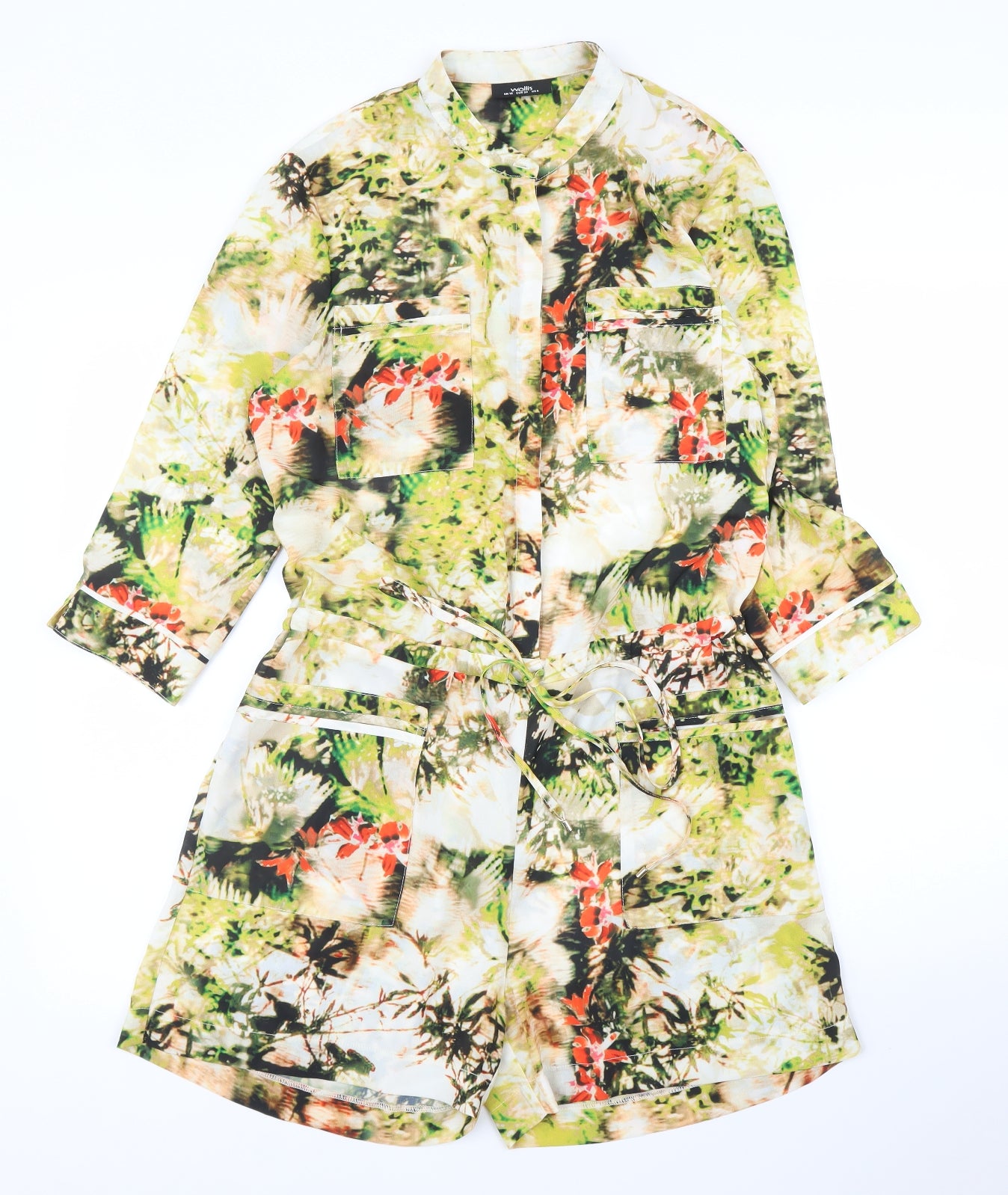 Wallis Womens Green Floral  Romper One-Piece Size 10