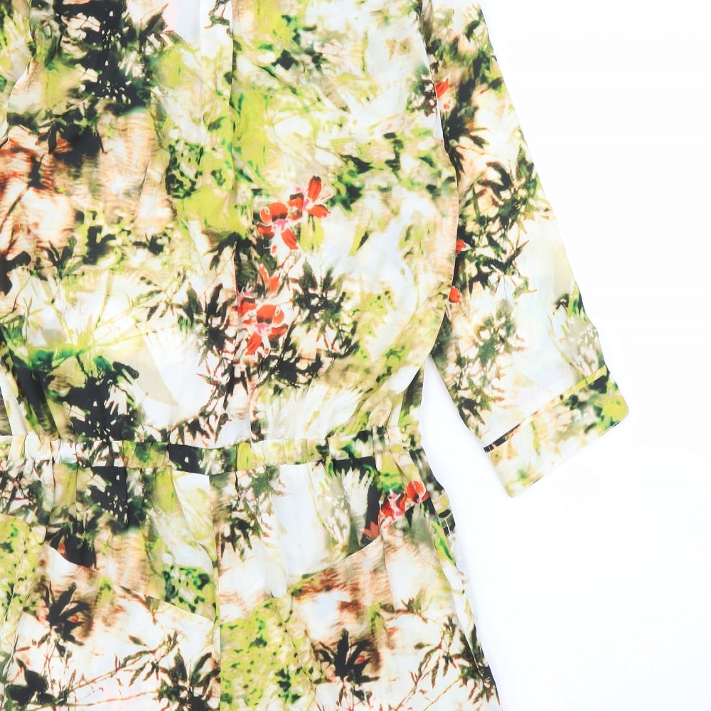 Wallis Womens Green Floral  Romper One-Piece Size 10