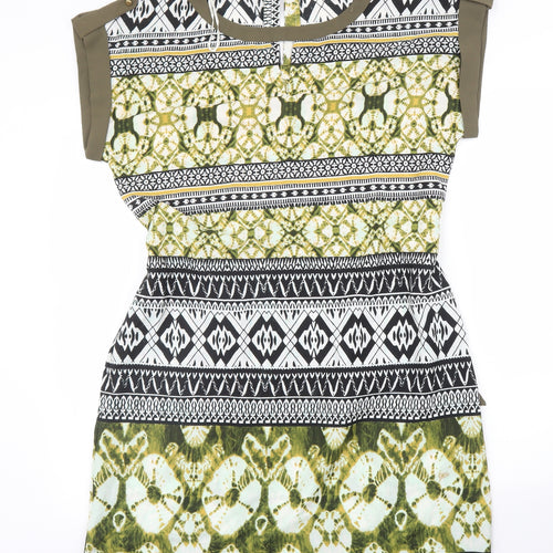 Encuento Womens Green Batik  A-Line  Size M