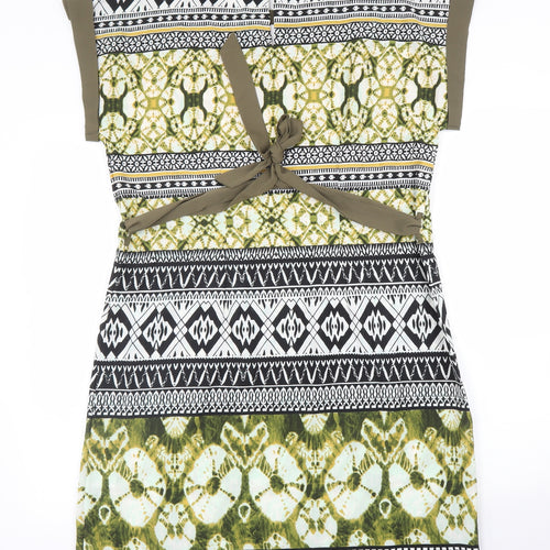 Encuento Womens Green Batik  A-Line  Size M