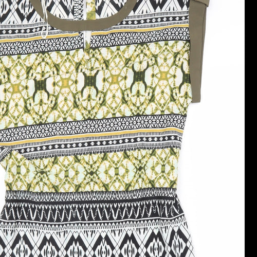 Encuento Womens Green Batik  A-Line  Size M