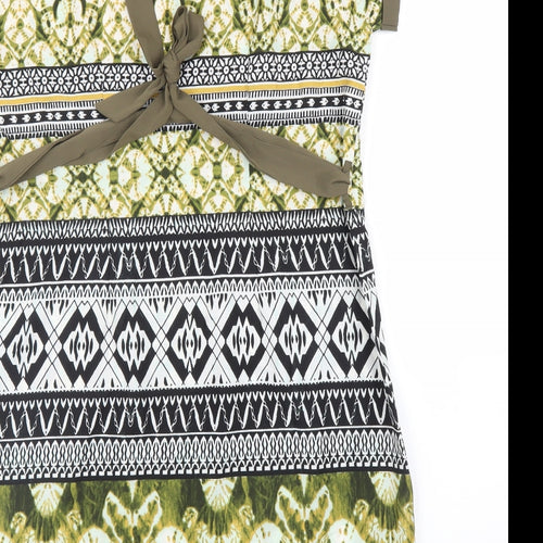 Encuento Womens Green Batik  A-Line  Size M