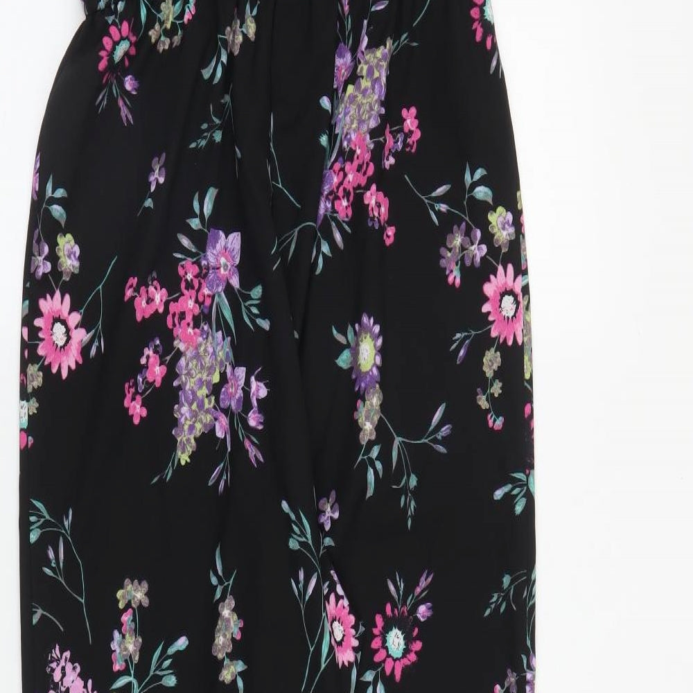 Red Herring Womens Black Floral  Jumpsuit One-Piece Size 12