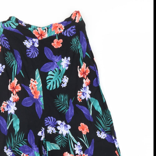 Red Herring Womens Black Floral  Capri Trousers Size 10