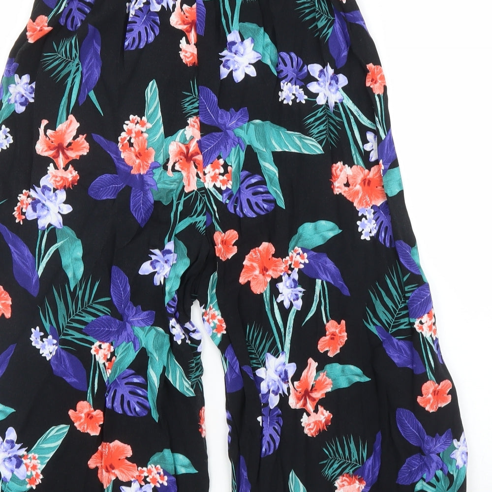 Red Herring Womens Black Floral  Capri Trousers Size 10