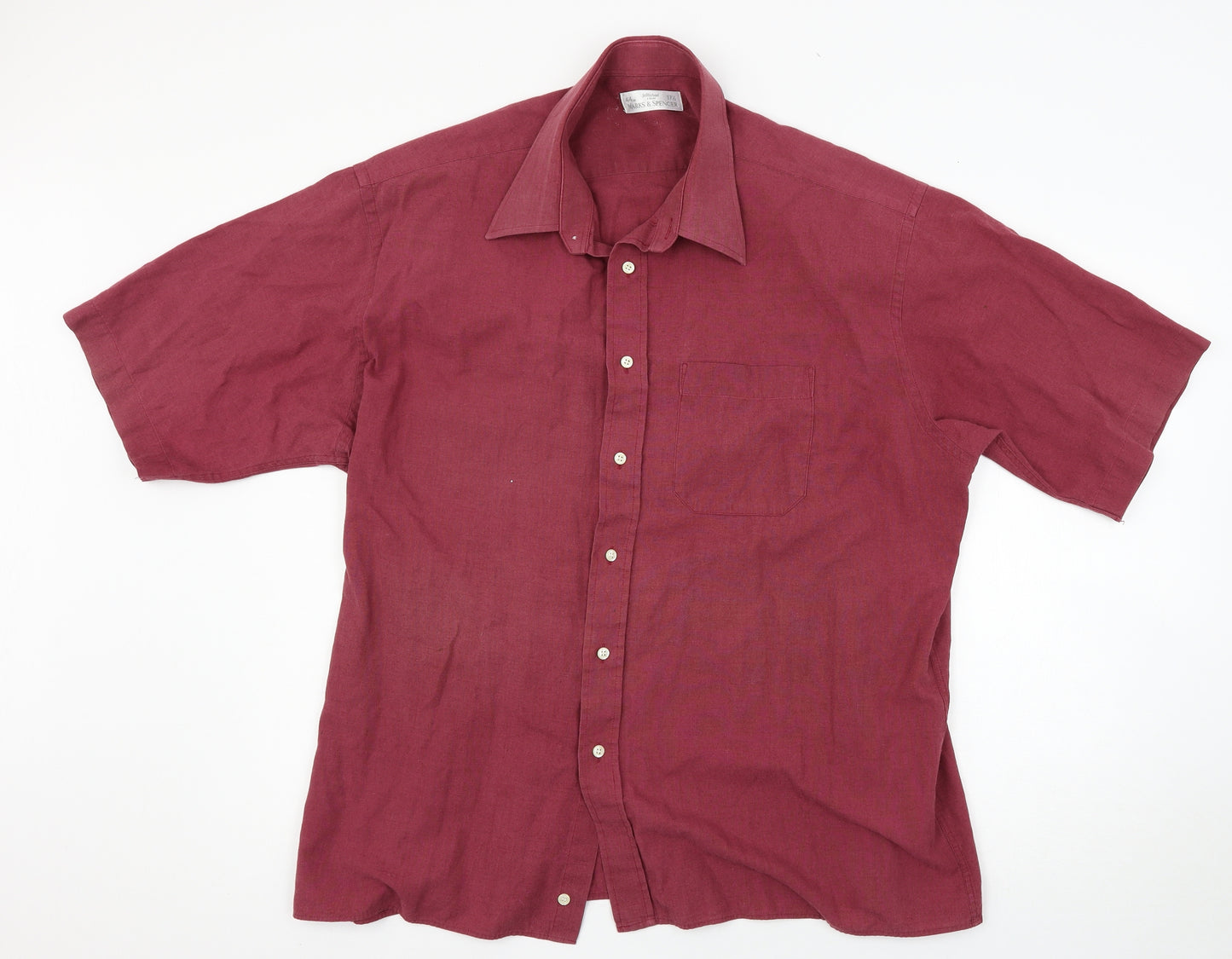 Marks and Spencer Mens Purple    Button-Up Size 17.5