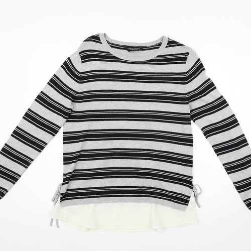 Dorothy Perkins Womens Grey Striped  Pullover Jumper Size 12