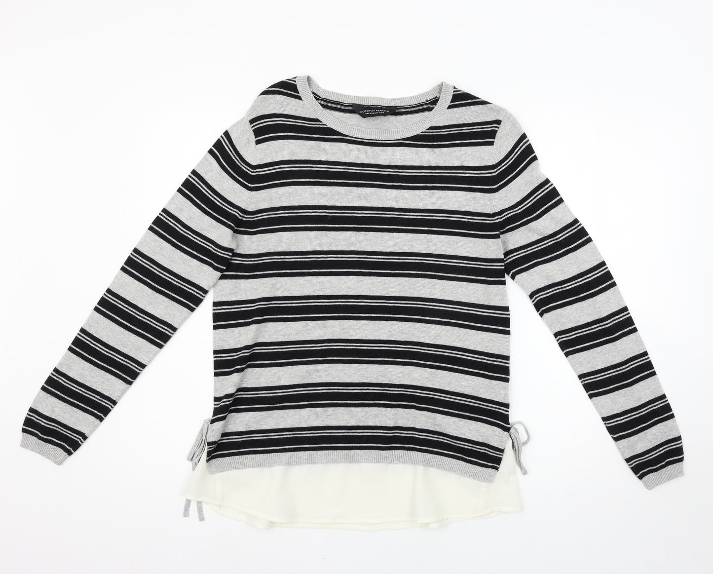 Dorothy Perkins Womens Grey Striped  Pullover Jumper Size 12
