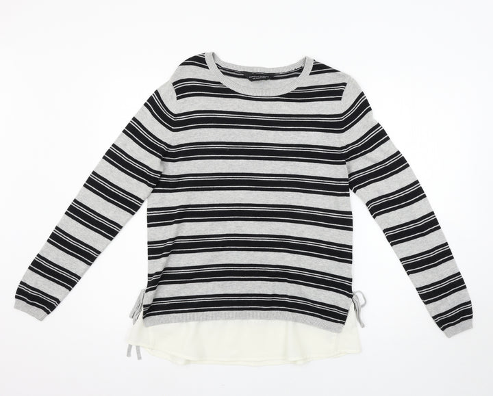 Dorothy Perkins Womens Grey Striped  Pullover Jumper Size 12