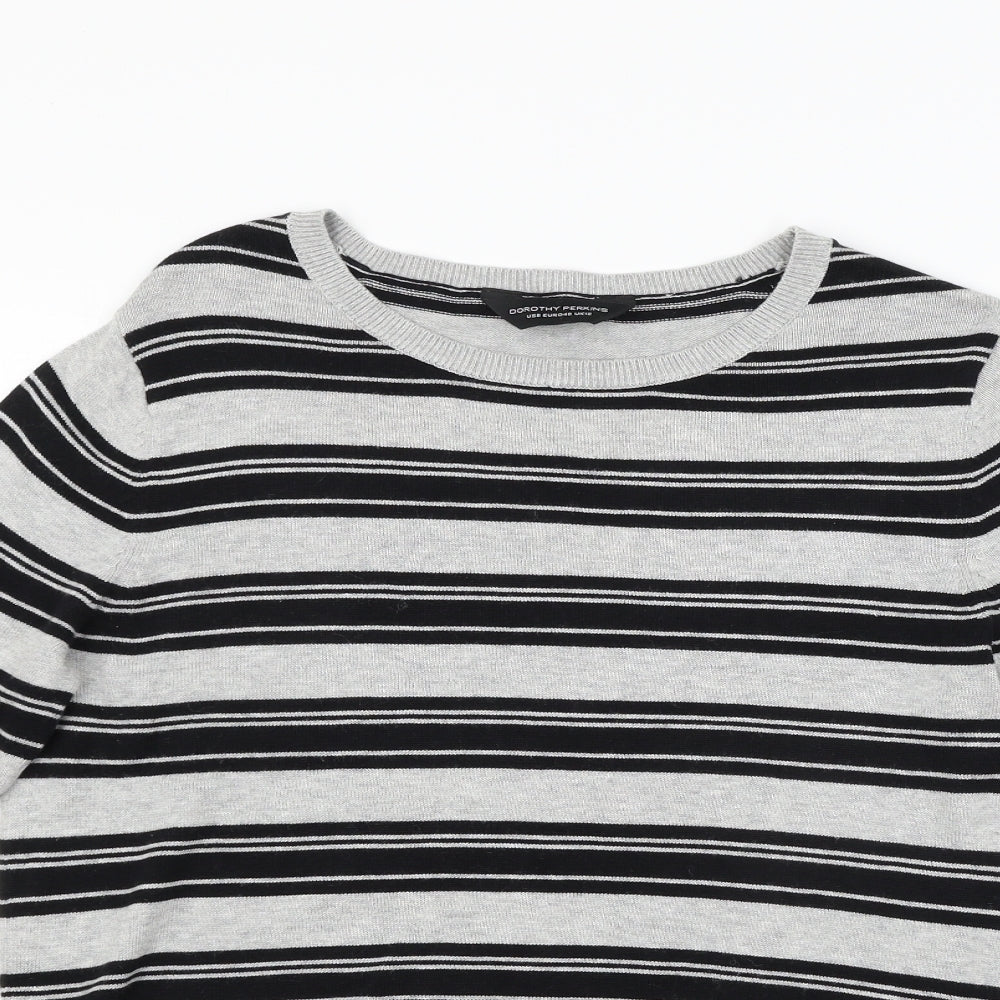 Dorothy Perkins Womens Grey Striped  Pullover Jumper Size 12