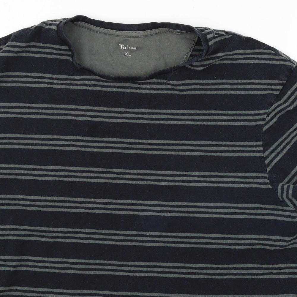 TU Mens Grey Striped   T-Shirt Size XL