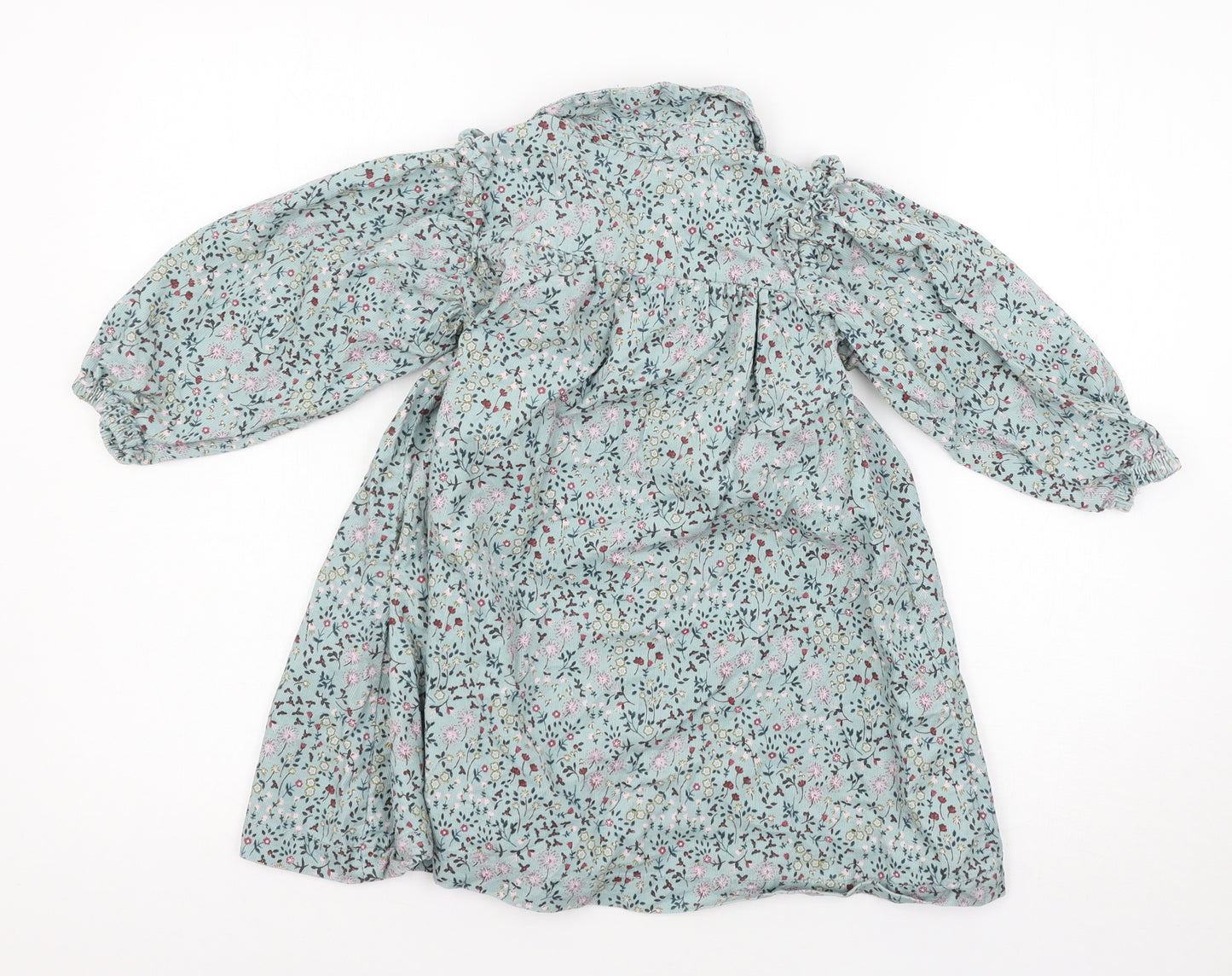 NEXT Girls Blue Floral  Shirt Dress  Size 3-4 Years