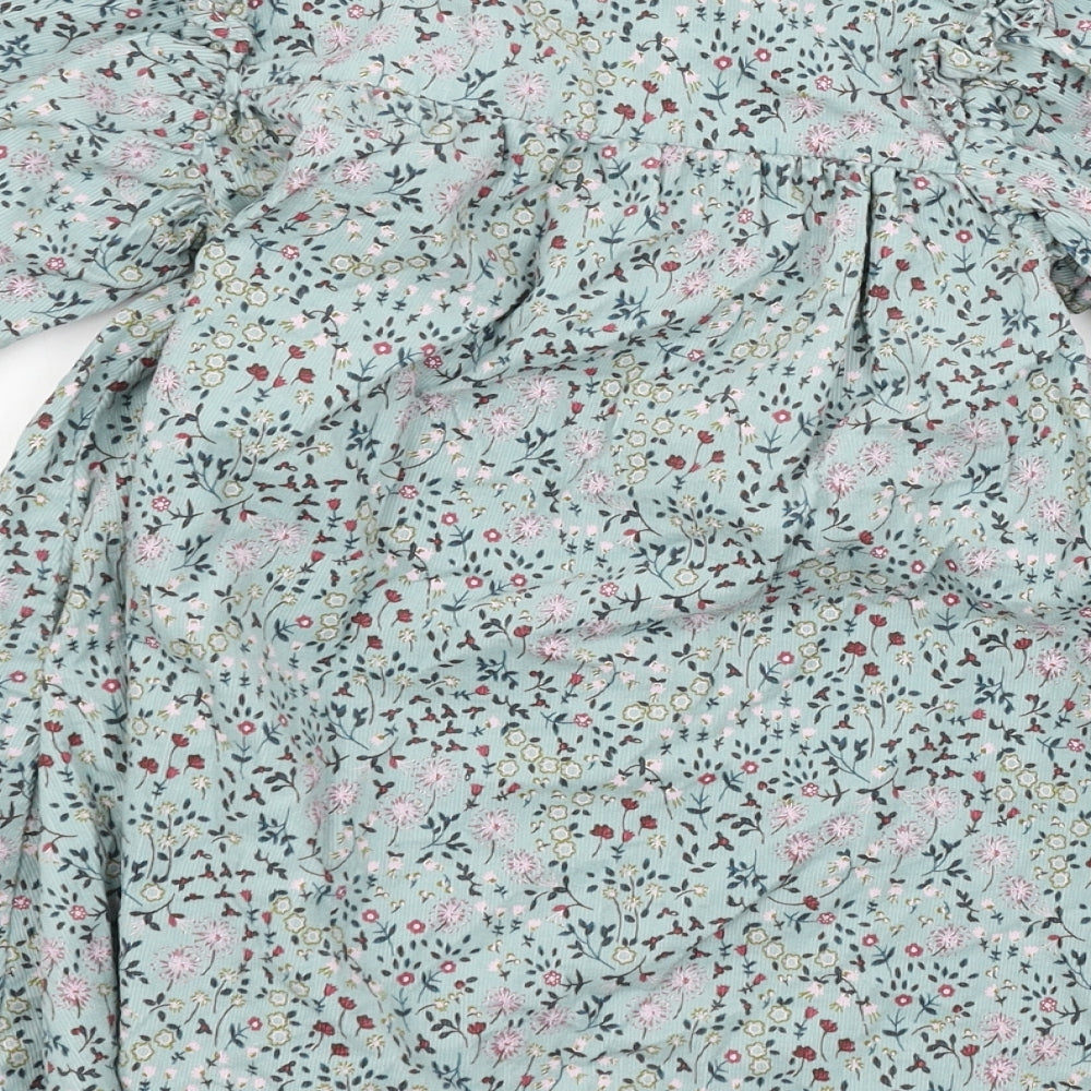 NEXT Girls Blue Floral  Shirt Dress  Size 3-4 Years