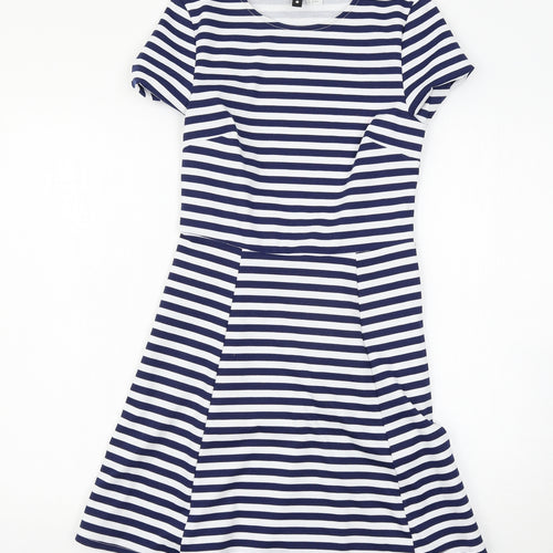 Preworn Womens Blue Striped  T-Shirt Dress  Size 8