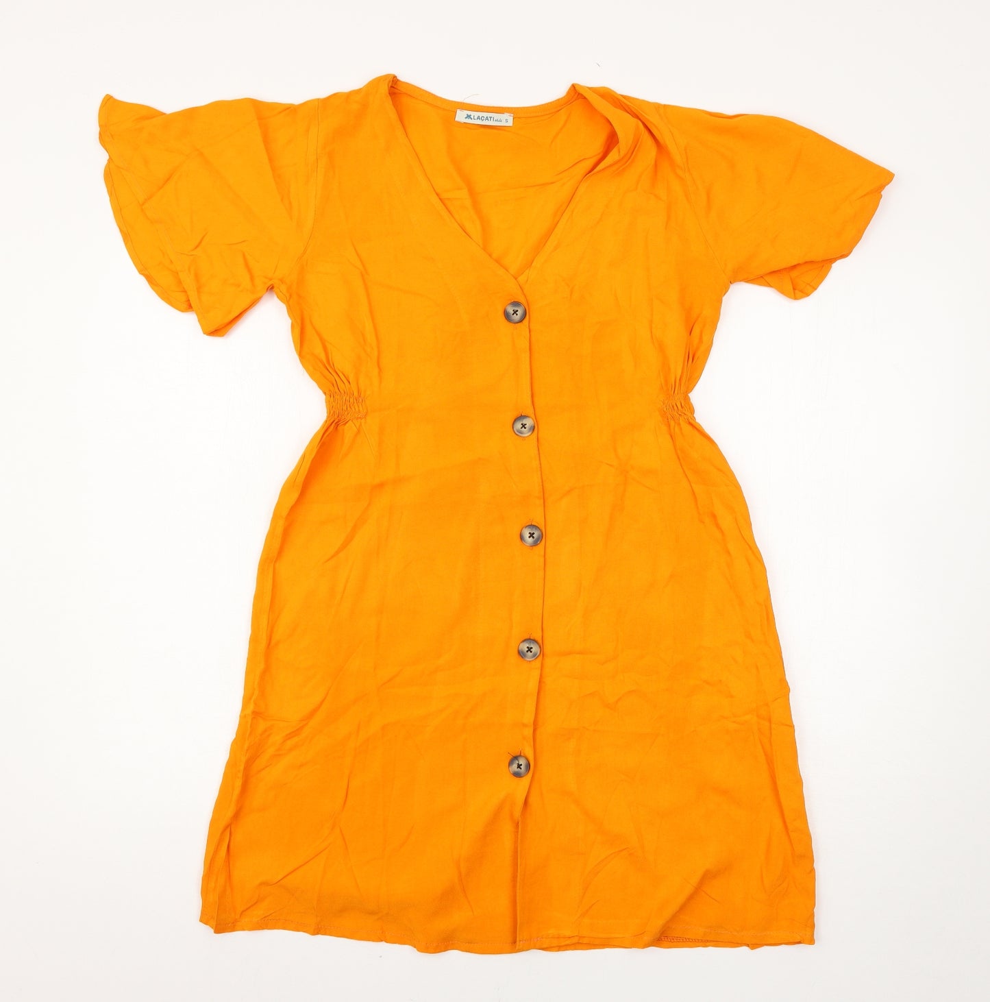 Lacati Womens Yellow   Wrap Dress  Size S