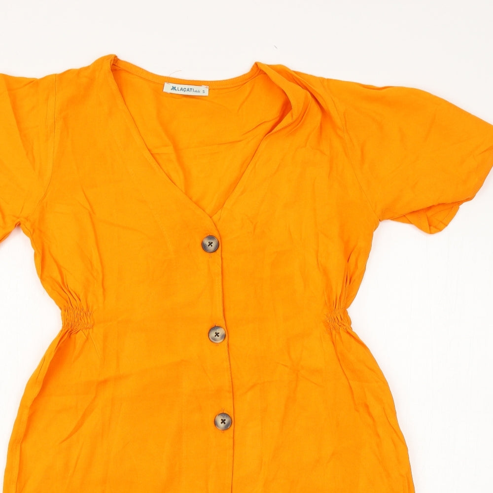 Lacati Womens Yellow   Wrap Dress  Size S