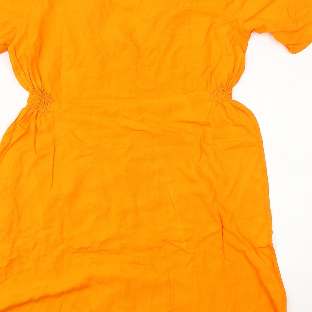 Lacati Womens Yellow   Wrap Dress  Size S