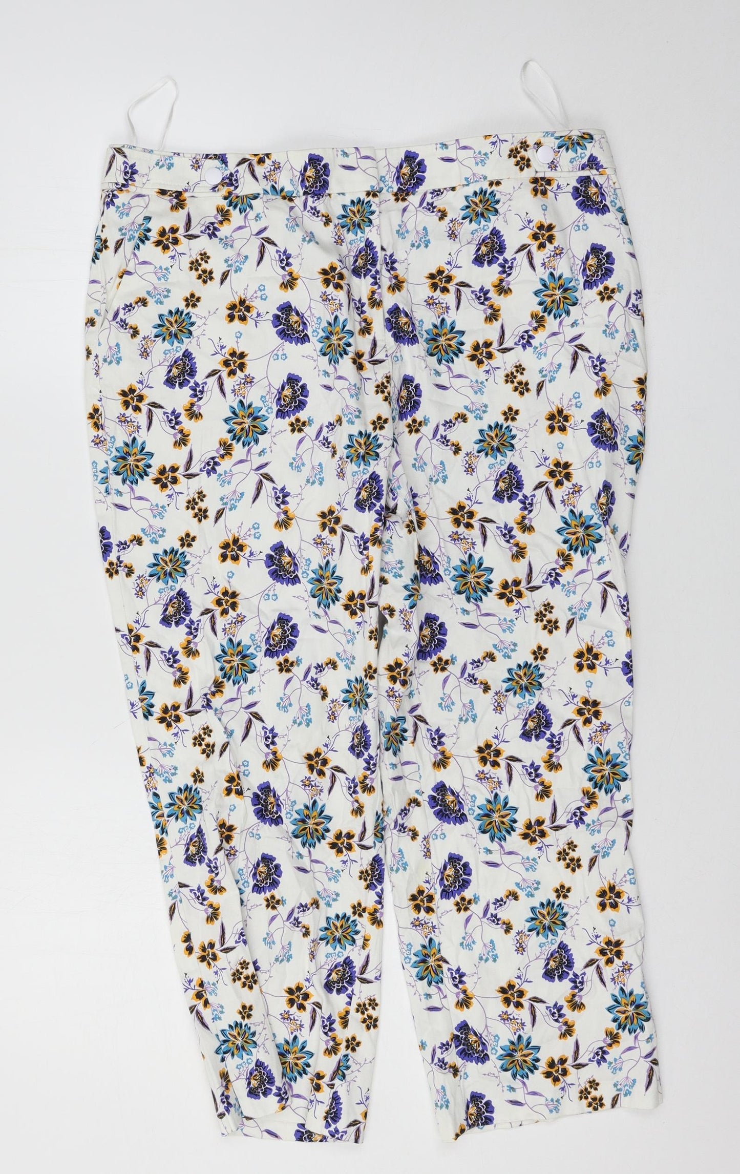 Peacocks Womens Multicoloured Floral  Trousers  Size 14 L23 in