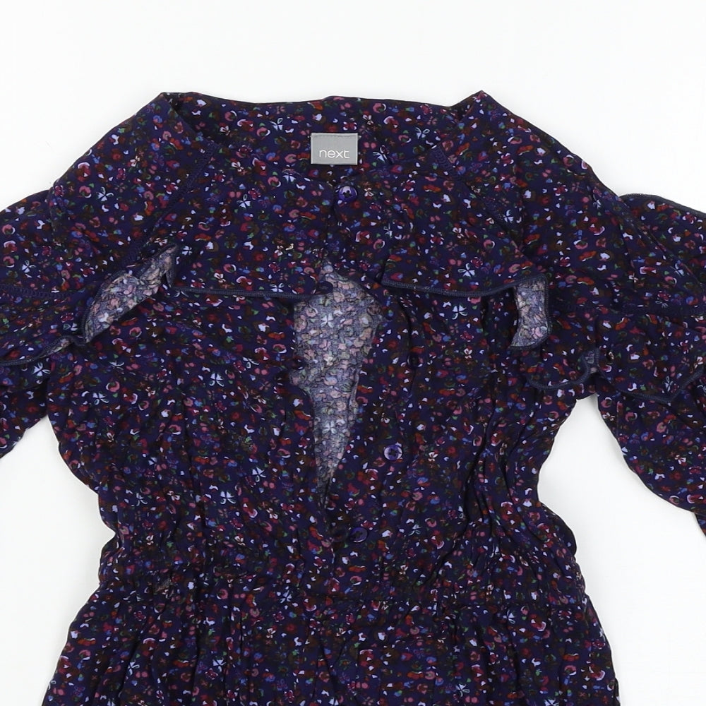 NEXT Girls Blue Floral  Playsuit One-Piece Size 6 Years