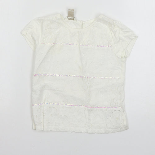 Monsoon Girls White   Basic T-Shirt Size 5-6 Years