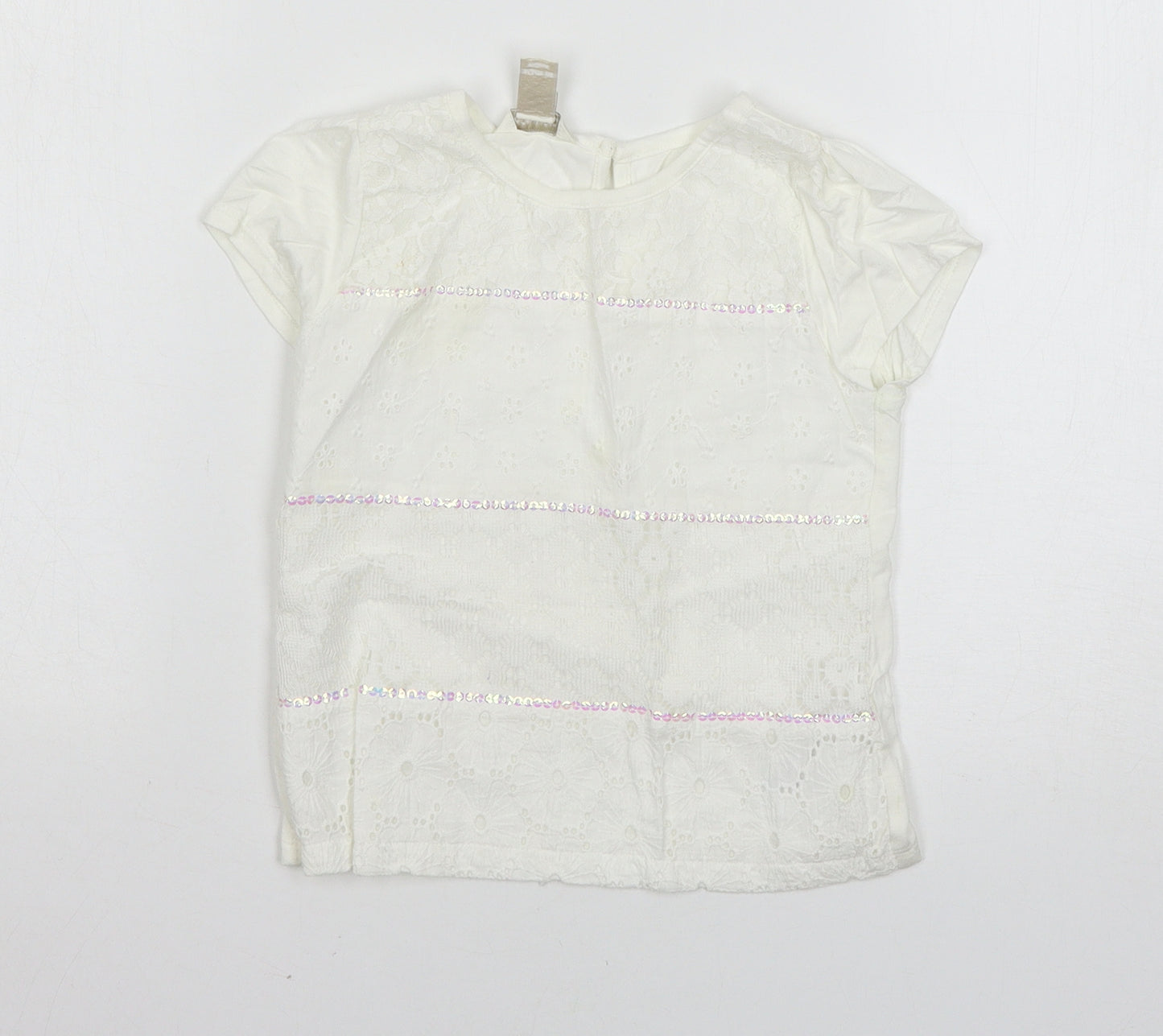 Monsoon Girls White   Basic T-Shirt Size 5-6 Years