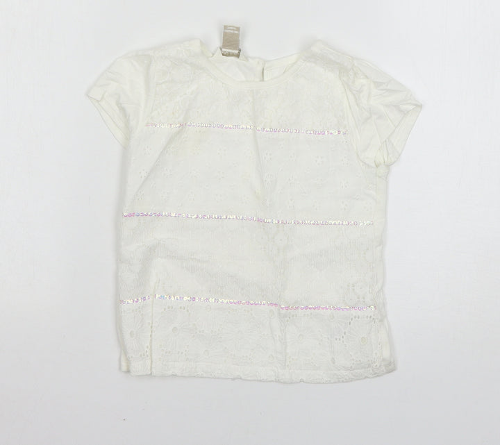 Monsoon Girls White Basic T-Shirt Size 5-6 Years
