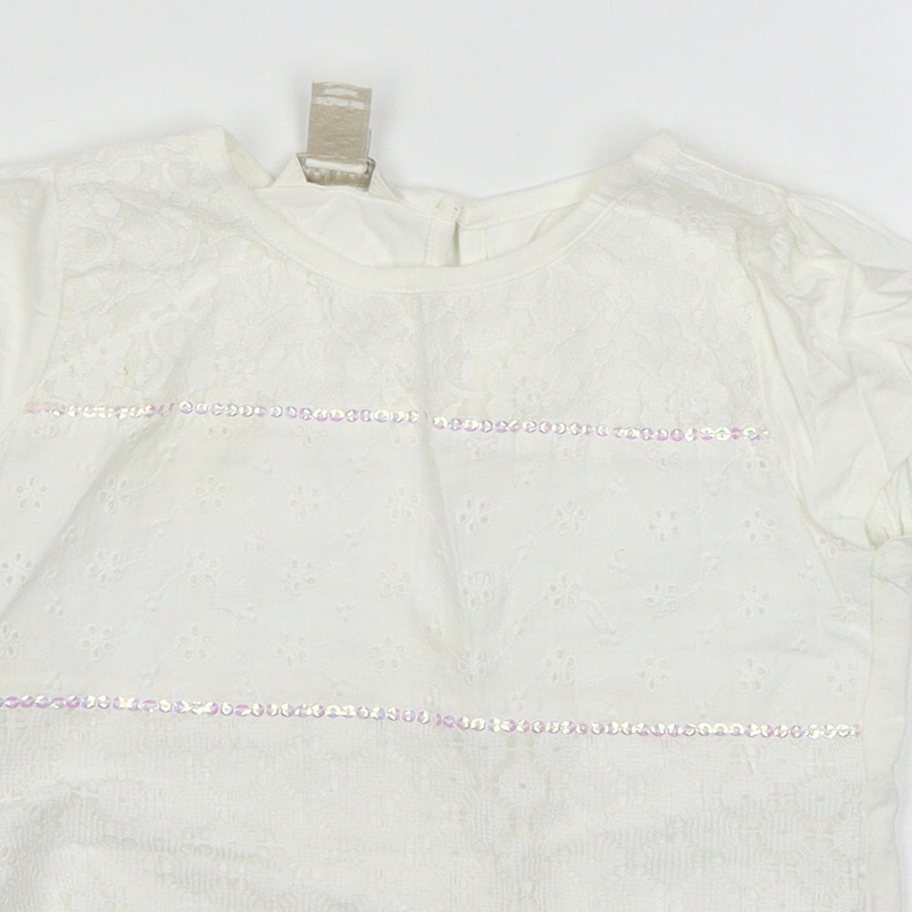 Monsoon Girls White   Basic T-Shirt Size 5-6 Years