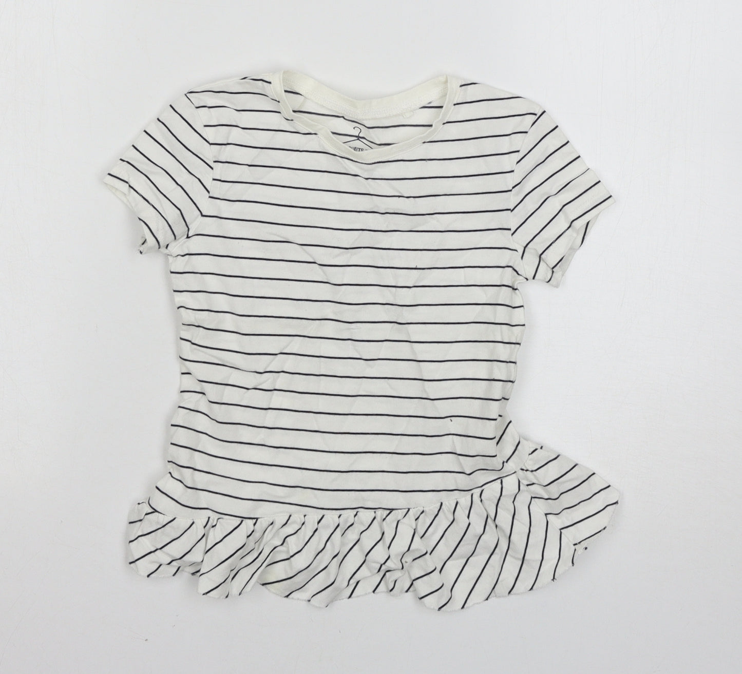 NEXT Girls White Striped  Basic T-Shirt Size 6 Years