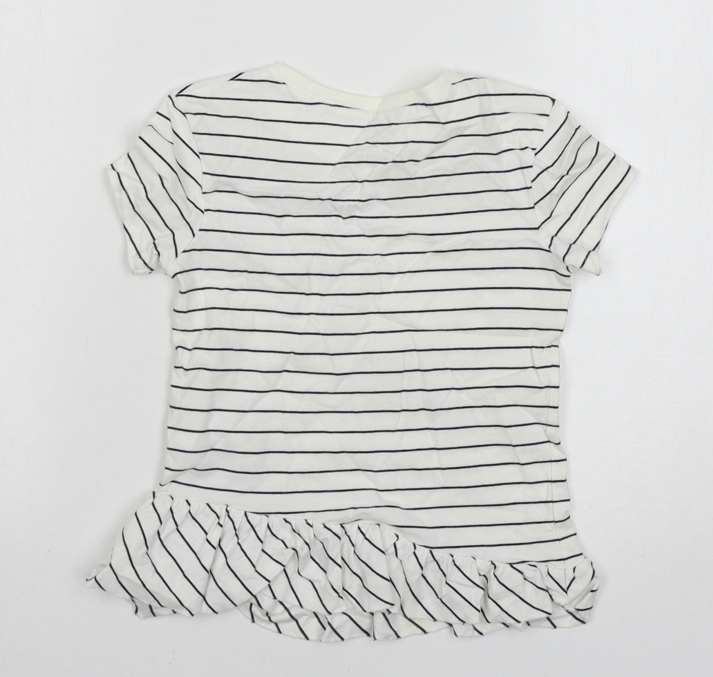 NEXT Girls White Striped  Basic T-Shirt Size 6 Years