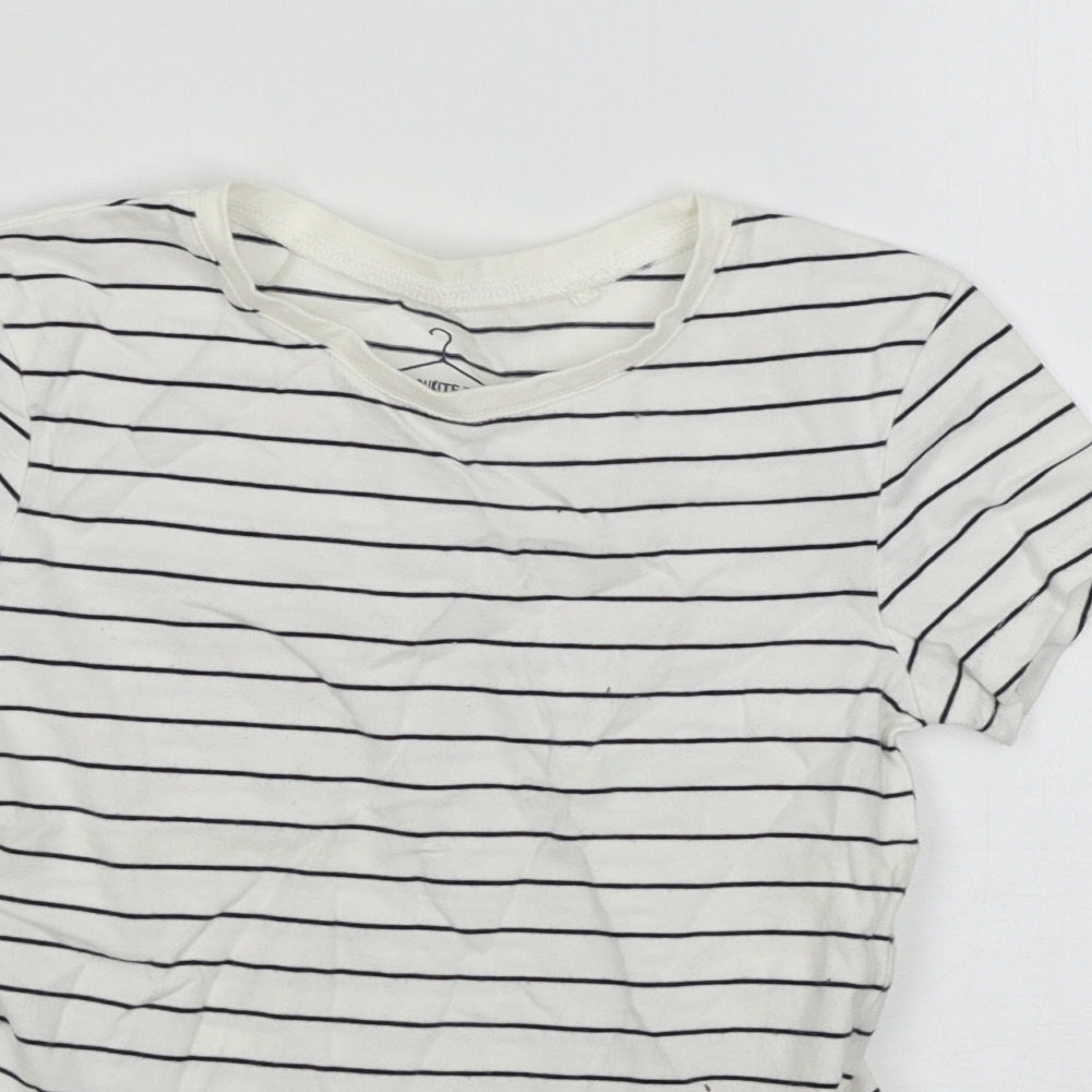 NEXT Girls White Striped  Basic T-Shirt Size 6 Years