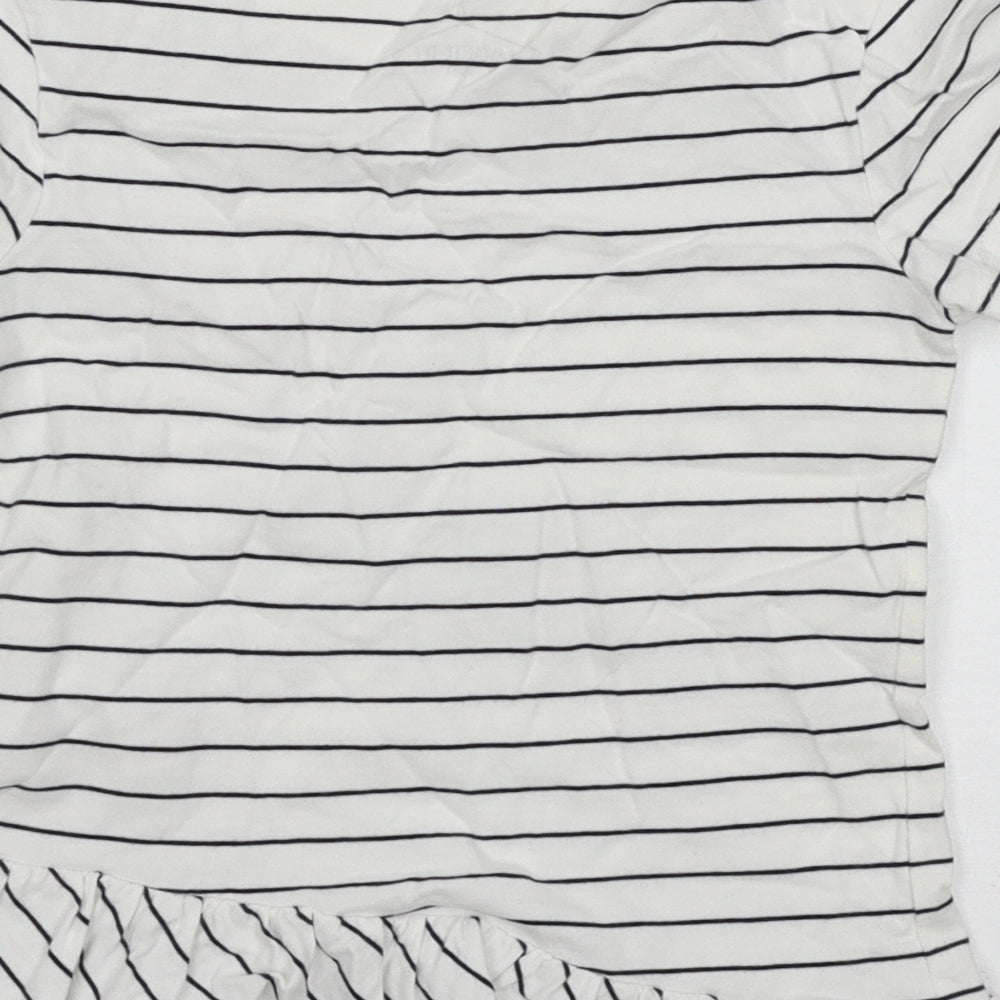 NEXT Girls White Striped  Basic T-Shirt Size 6 Years