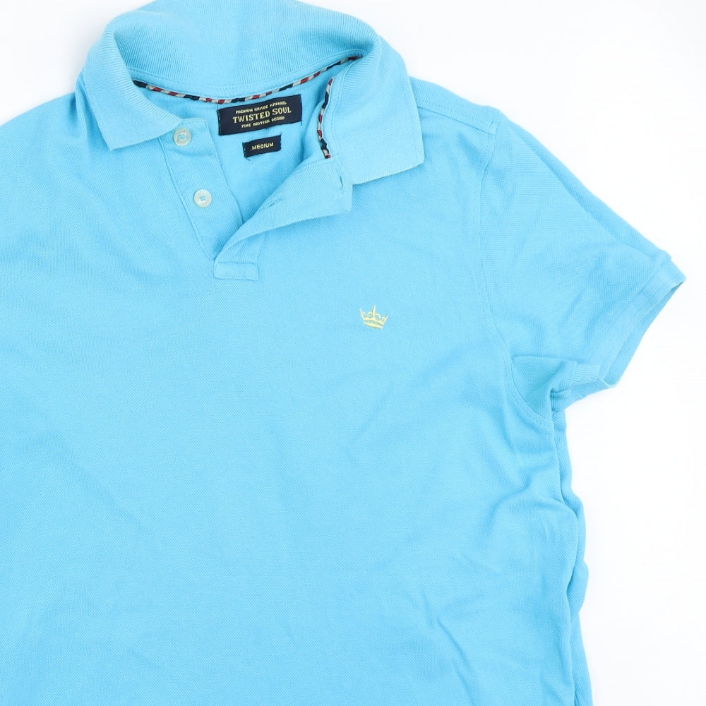 Twisted Soul Mens Blue    Polo Size M