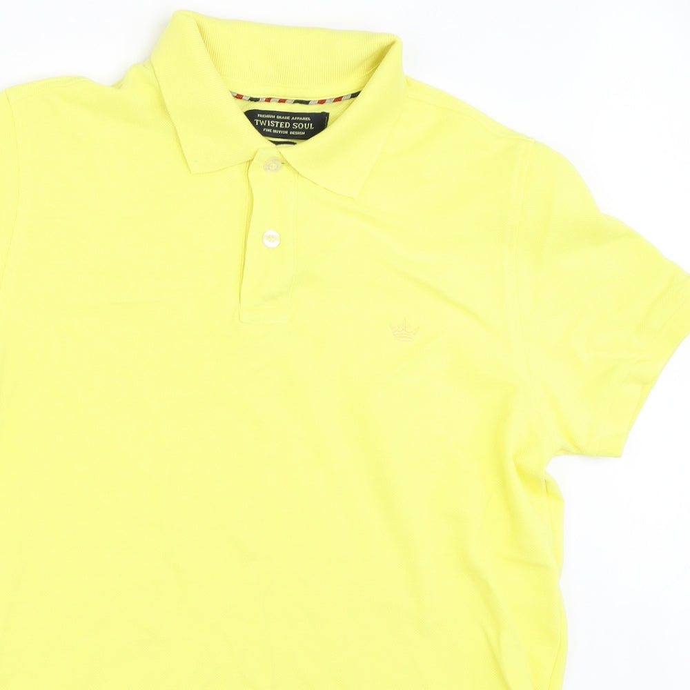 Twisted Soul Mens Yellow    Polo Size M