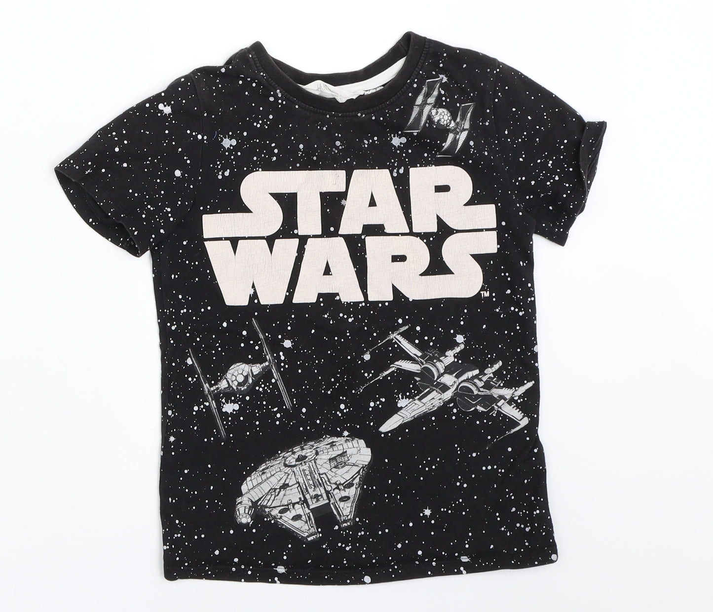 H&M Boys Black   Basic T-Shirt Size 7-8 Years  - star wars
