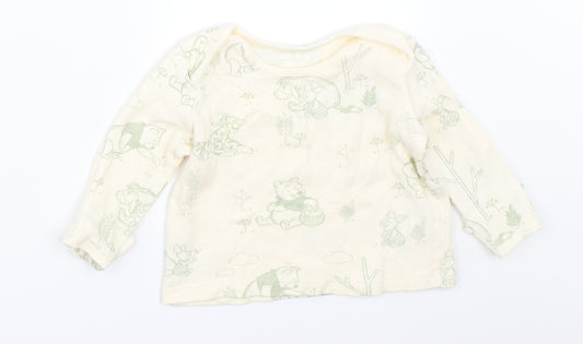Front view of George boys’ ivory basic t-shirt, size 0-3, months - disney