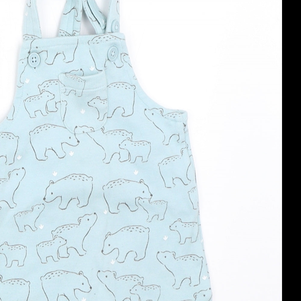 John Lewis Boys Blue   Dungaree One-Piece Size 0-3 Months
