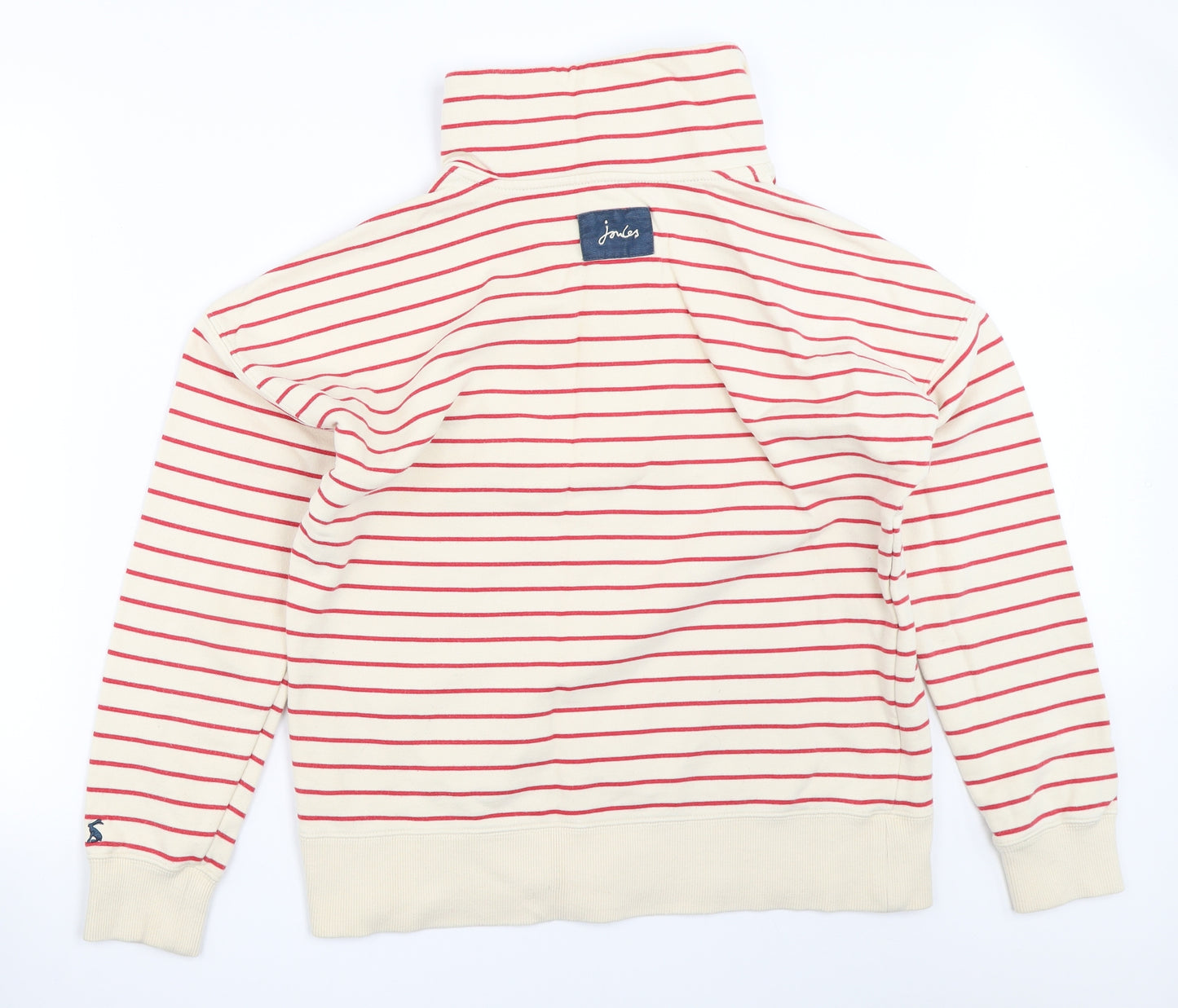 Joules Womens Beige Striped  Henley Sweatshirt Size 14