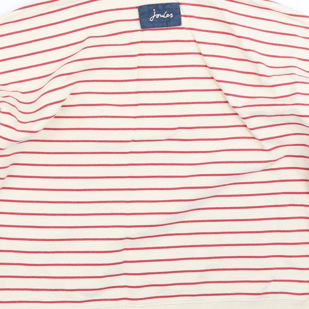 Joules Womens Beige Striped  Henley Sweatshirt Size 14