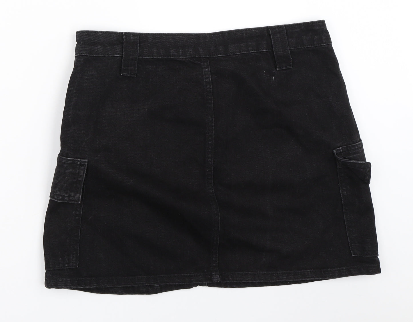 Topshop Womens Black  Denim Mini Skirt Size 12