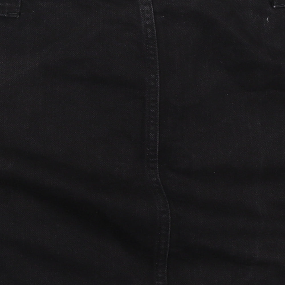 Topshop Womens Black  Denim Mini Skirt Size 12