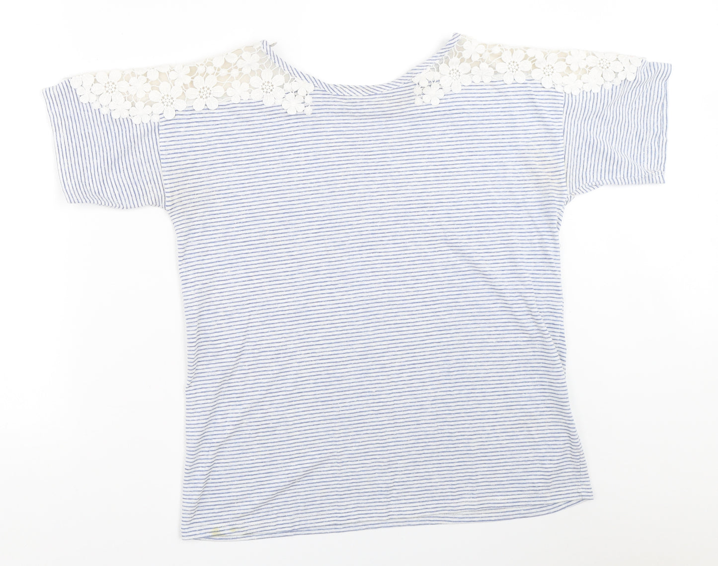 NEXT Womens Blue Striped  Basic T-Shirt Size 12