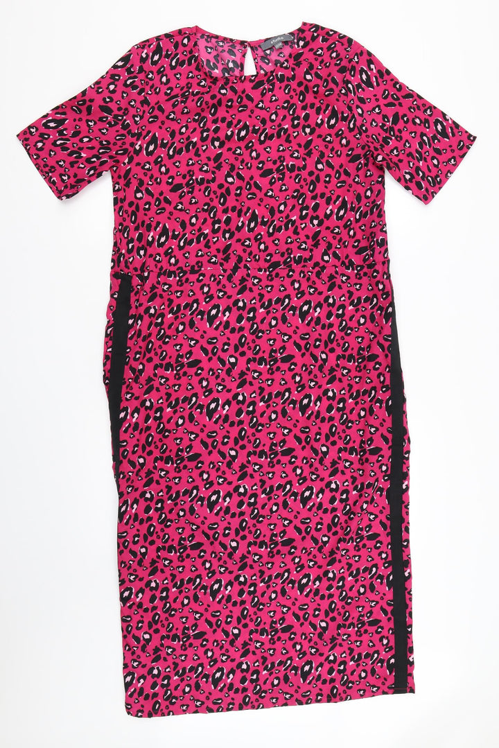 Studio Womens Pink Animal Print Shift Size 12