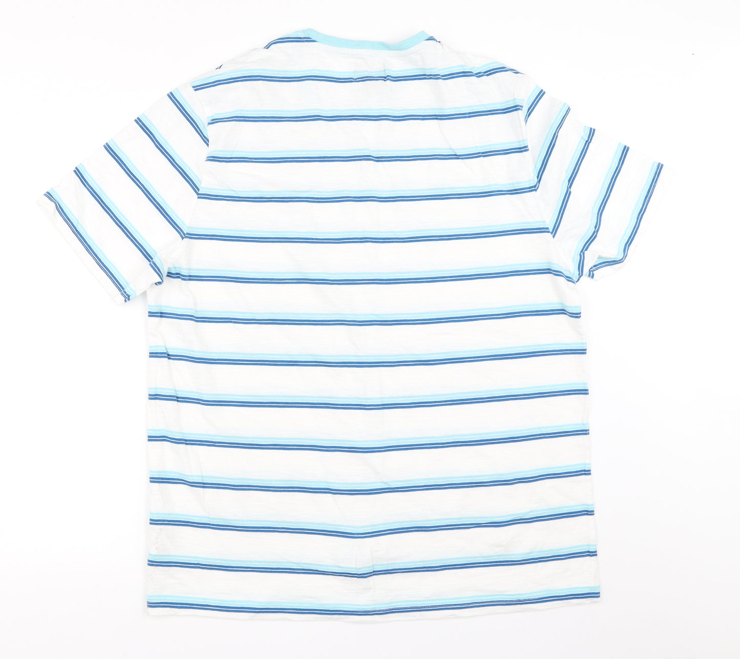 F&F Mens White Striped   T-Shirt Size XL