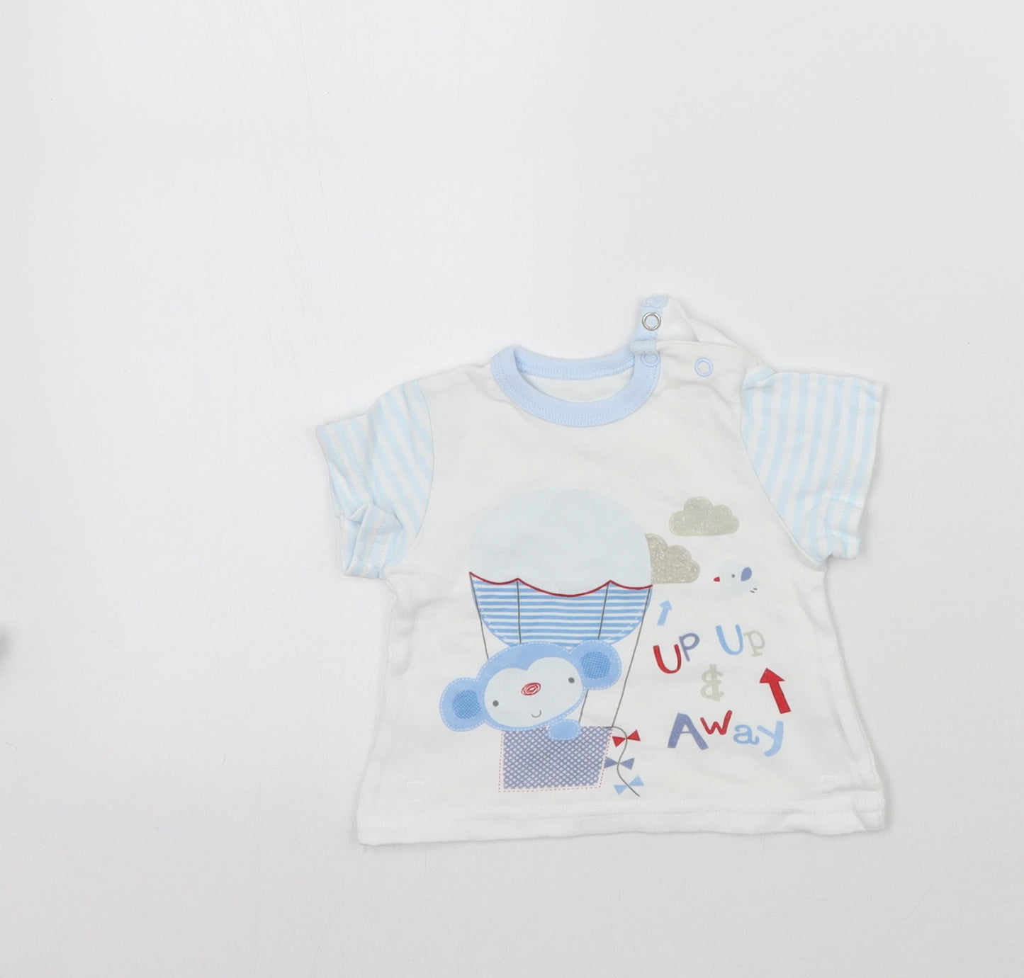 Pep&co Baby White Striped  Basic T-Shirt Size 0-3 Months
