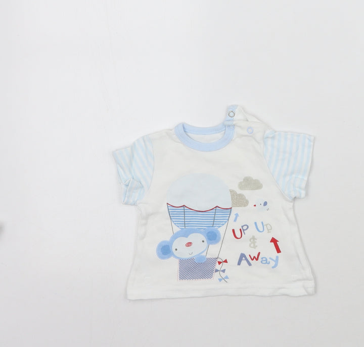 Pep&co Baby White Striped  Basic T-Shirt Size 0-3 Months