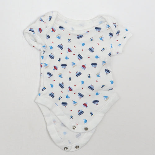 George Boys White Geometric  Babygrow One-Piece Size Newborn