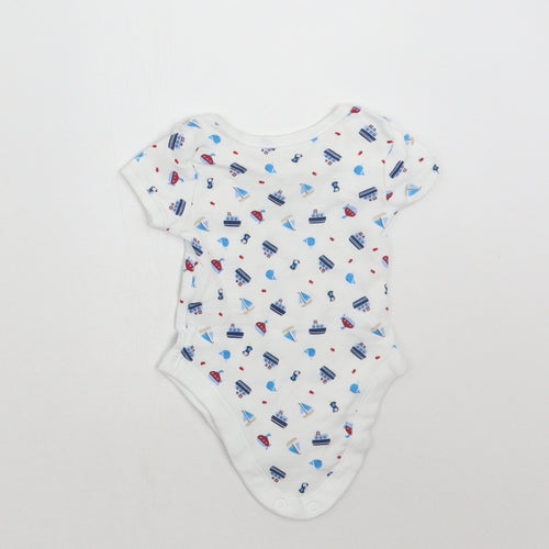 George Boys White Geometric  Babygrow One-Piece Size Newborn