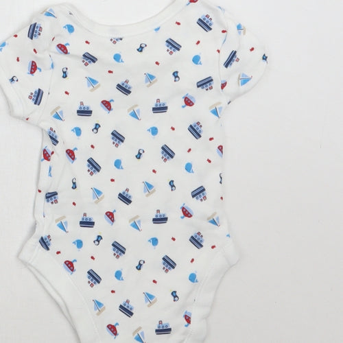 George Boys White Geometric  Babygrow One-Piece Size Newborn