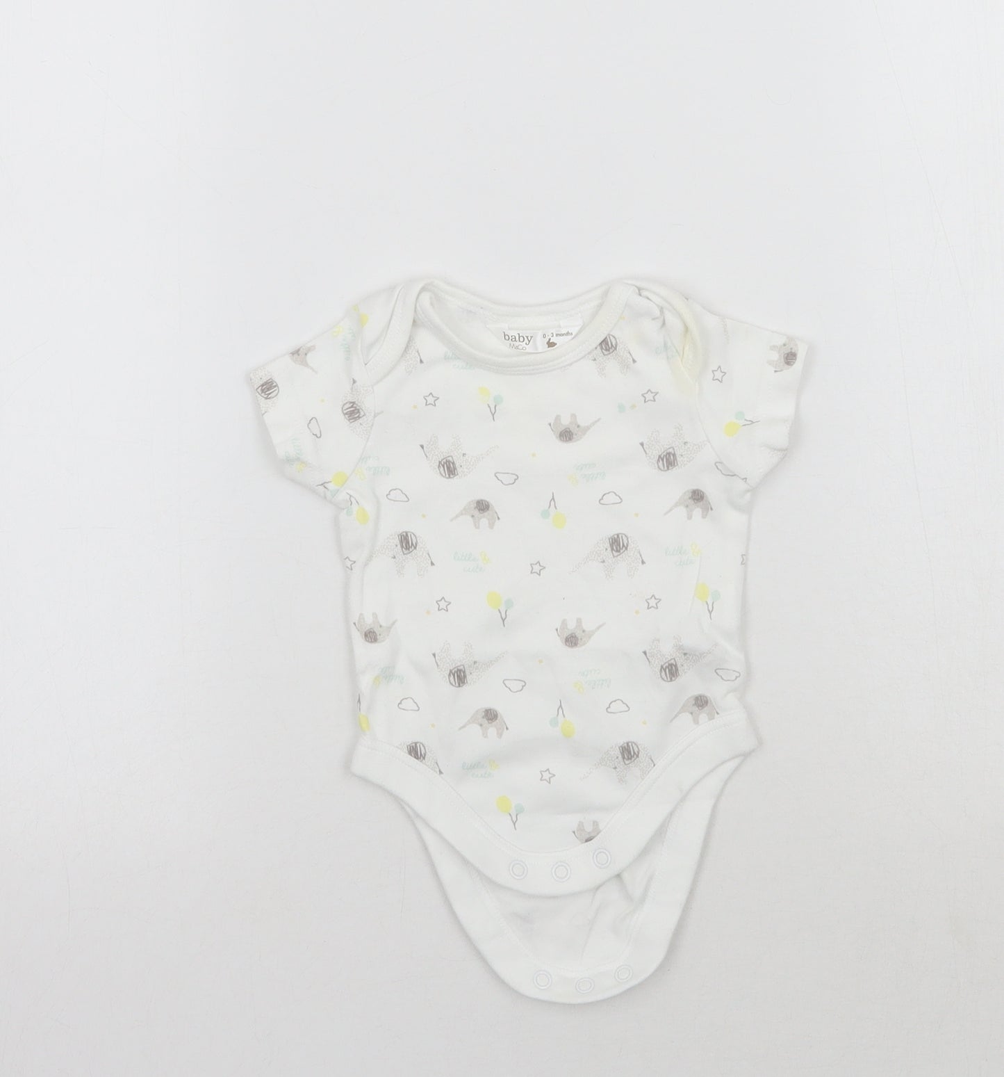 M&Co Baby White Geometric  Babygrow One-Piece Size 0-3 Months