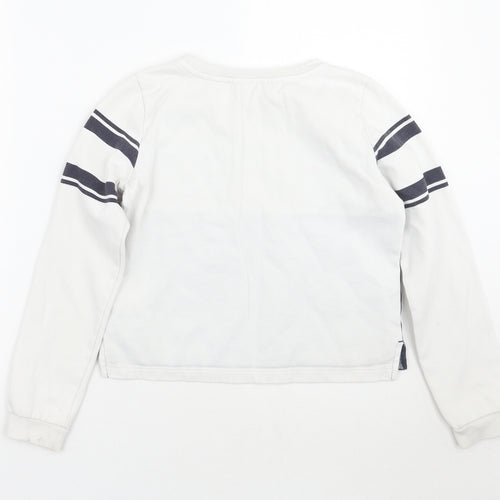 H&M Girls White Striped  Pullover Jumper Size 11 Years